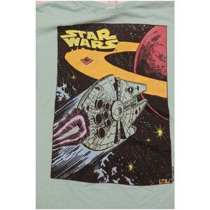 Star Wars Millennium Falcon Teal Blue T Shirt Mens Vintage Comic Style